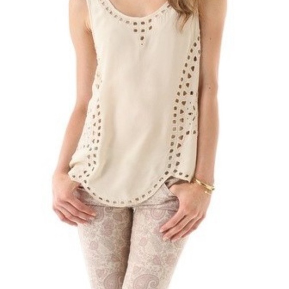 Joie Reena Silk Beaded Cream Beige Tank Top Size S - Picture 3 of 14